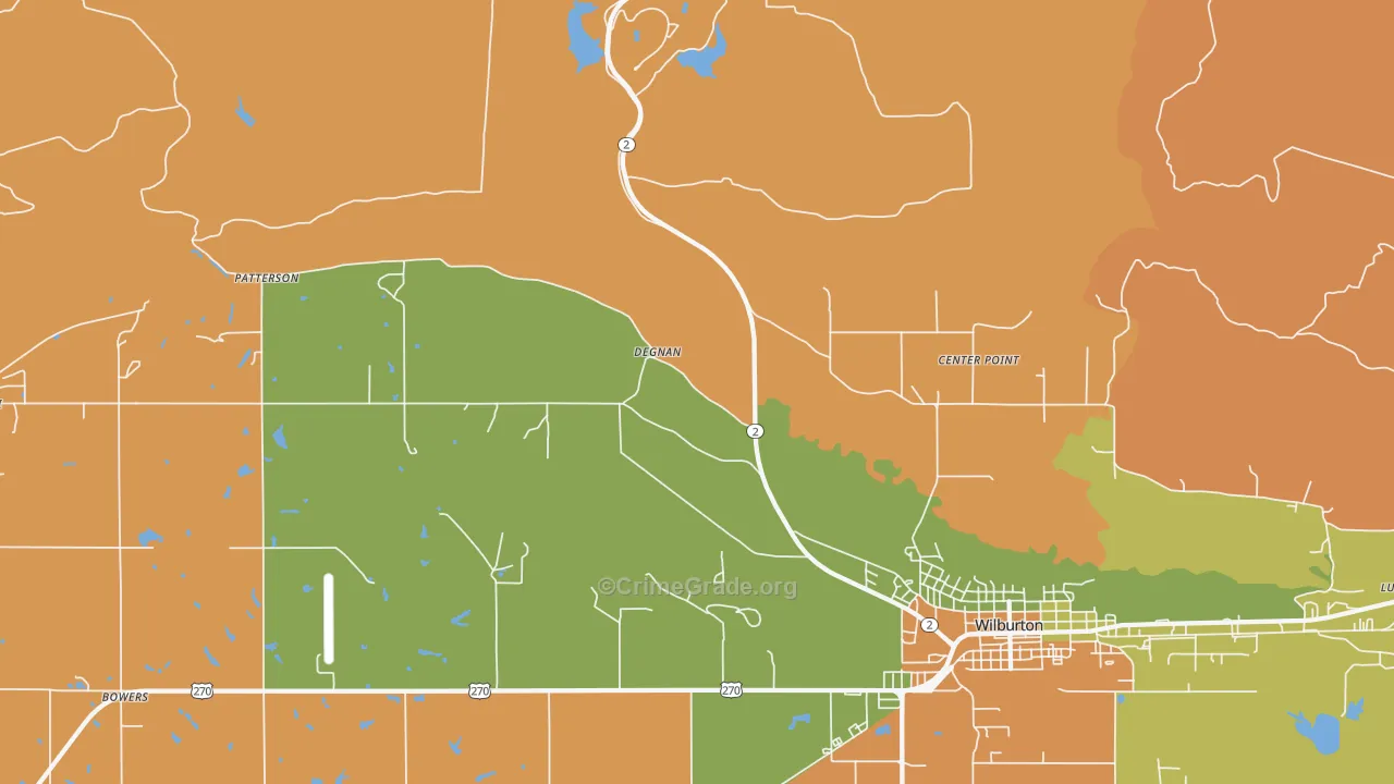 Degnan, OK Map of Murder Rates