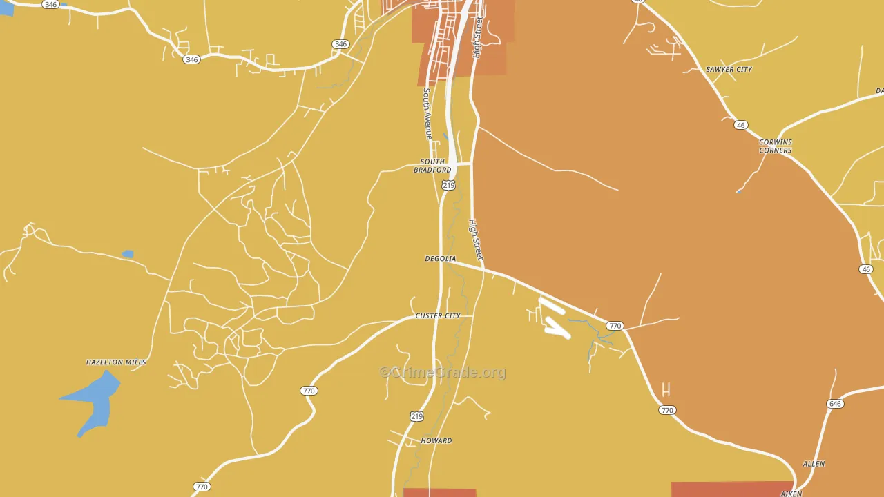 Degolia, PA Map of Murder Rates