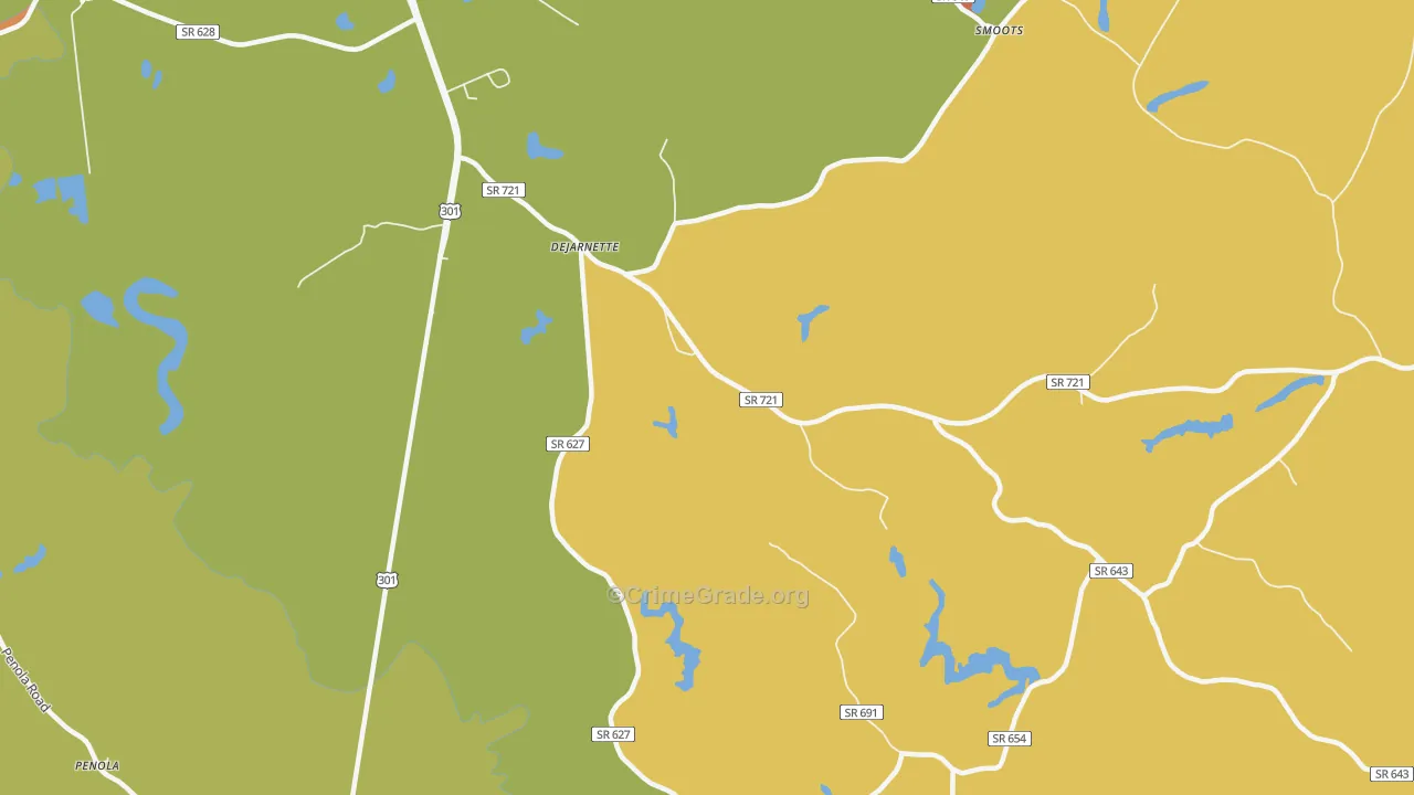 DeJarnett, VA Map of Murder Rates
