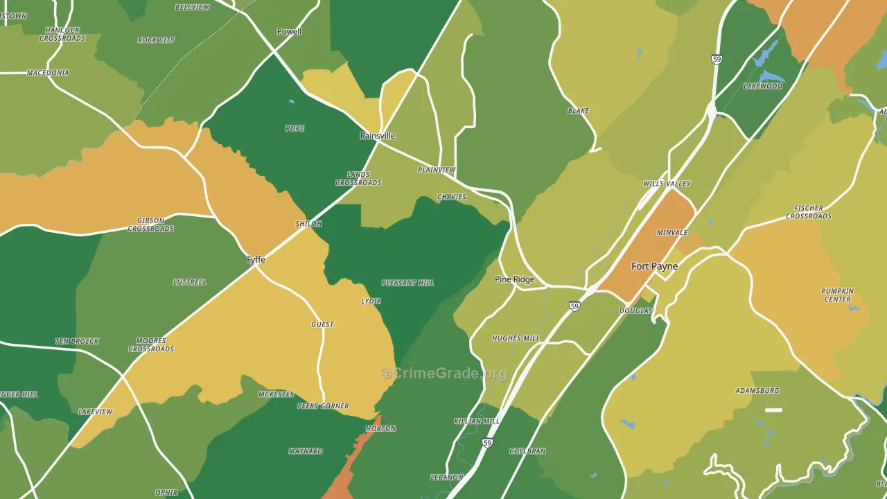 DeKalb County, AL Map of Murder Rates