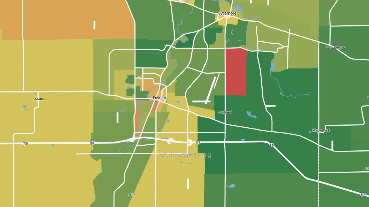 DeKalb County, IL Map of Murder Rates