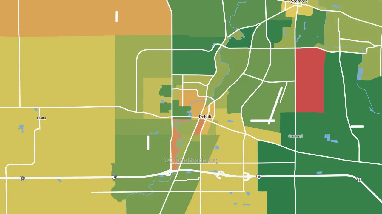 DeKalb, IL Map of Murder Rates