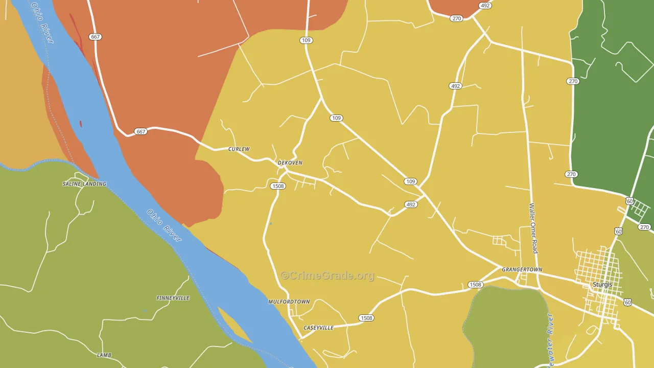 DeKoven, KY Map of Murder Rates