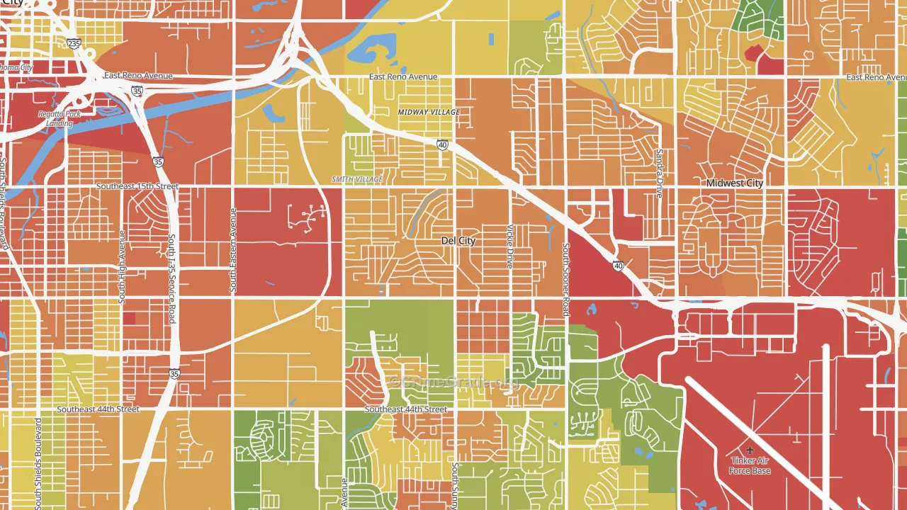 Del City, OK Map of Murder Rates