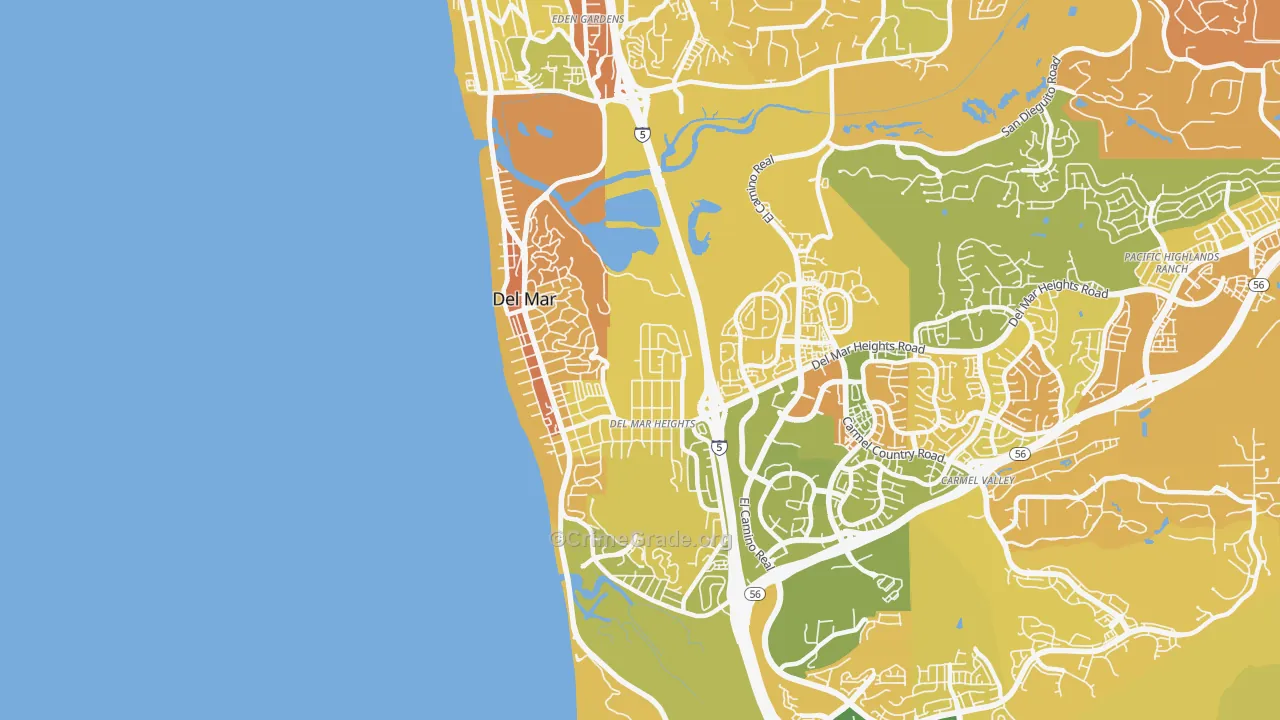 Del Mar, CA Map of Murder Rates