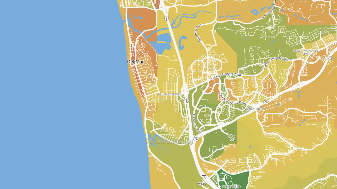 Del Mar Heights, Del Mar, CA Map of Murder Rates