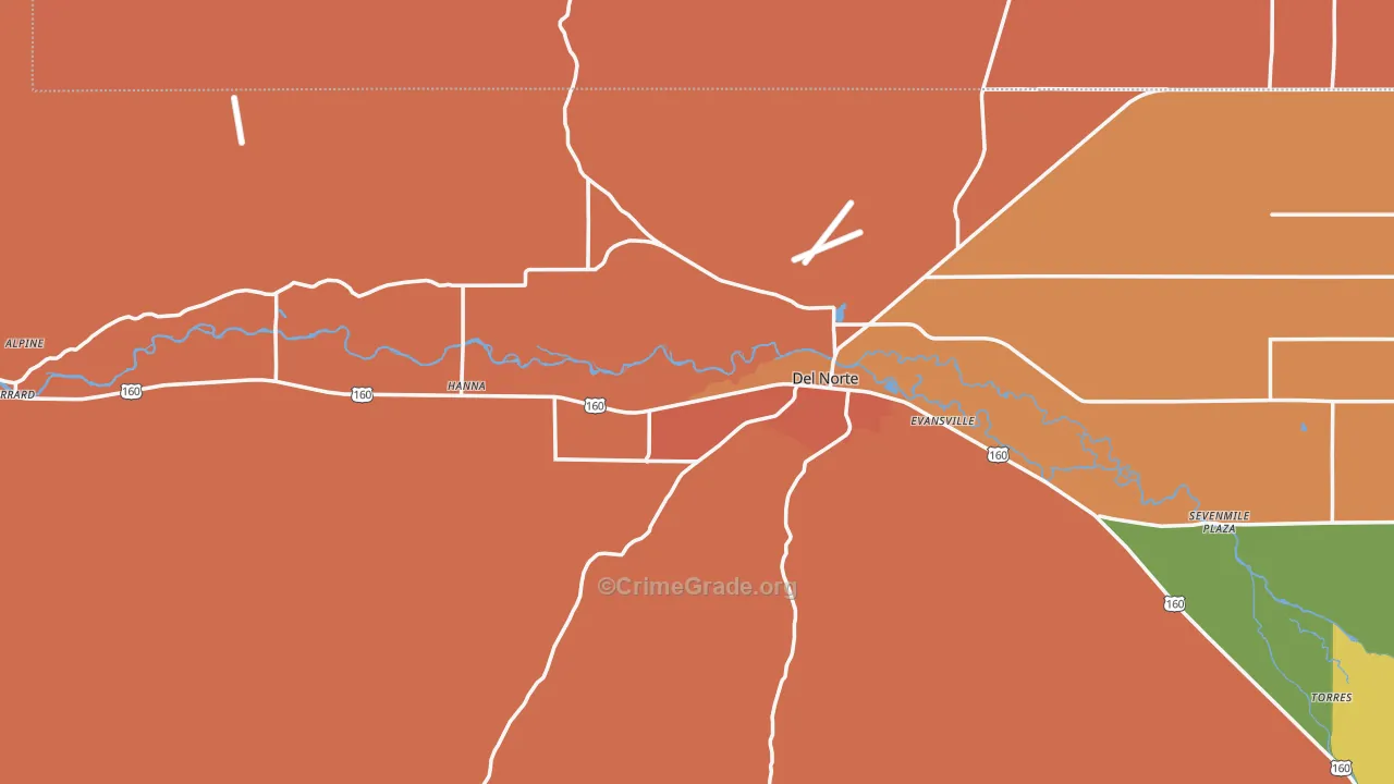 Del Norte, CO Map of Murder Rates