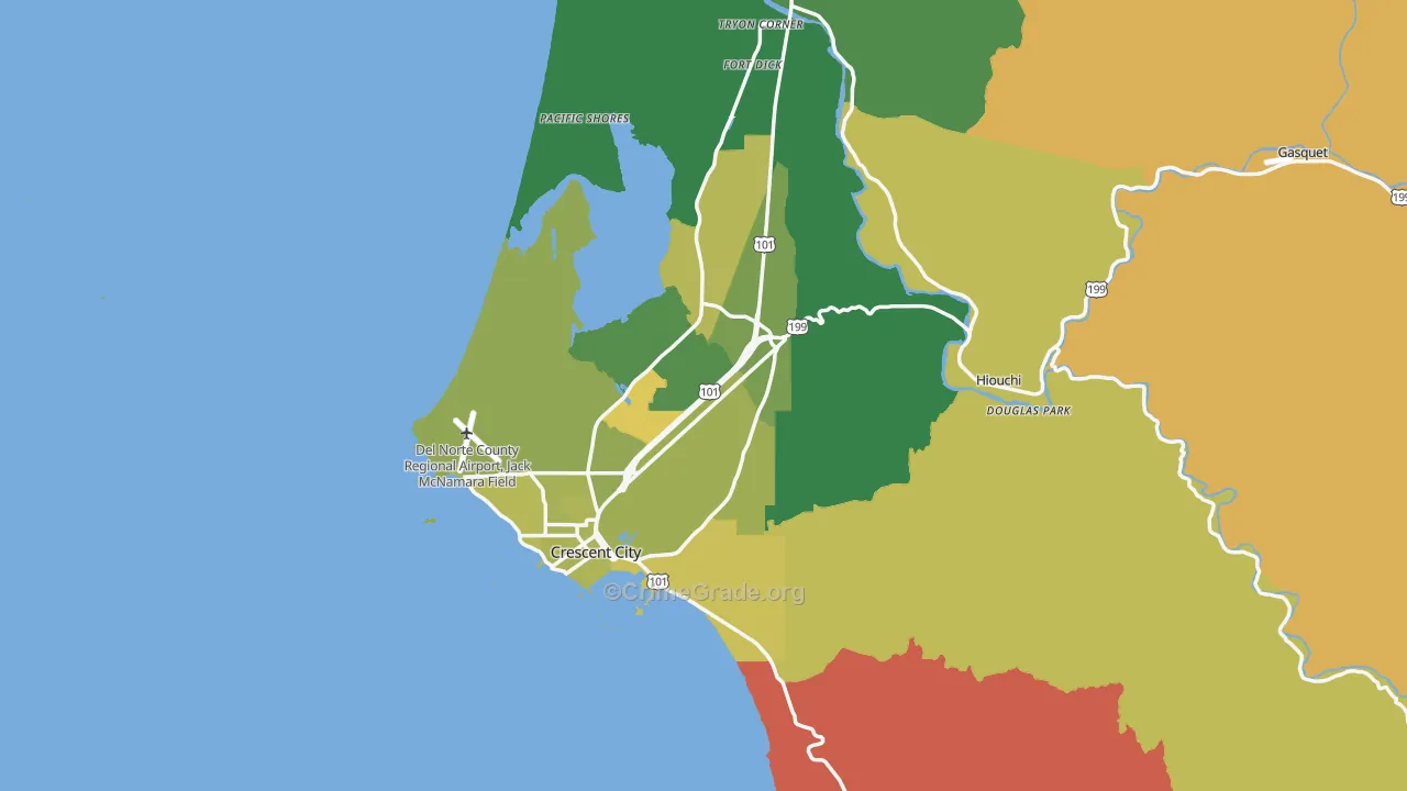 Del Norte County, CA Map of Murder Rates