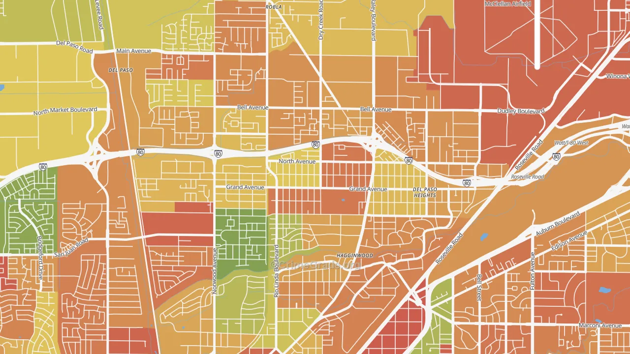 Del Paso Heights, Sacramento, CA Map of Murder Rates