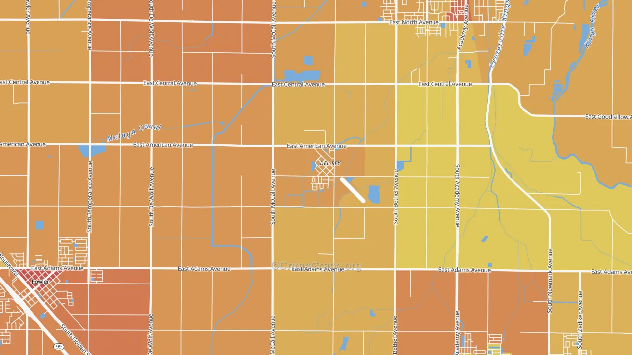 Del Rey, CA Map of Murder Rates