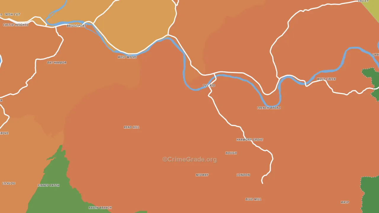 Del Rio, TN Map of Murder Rates