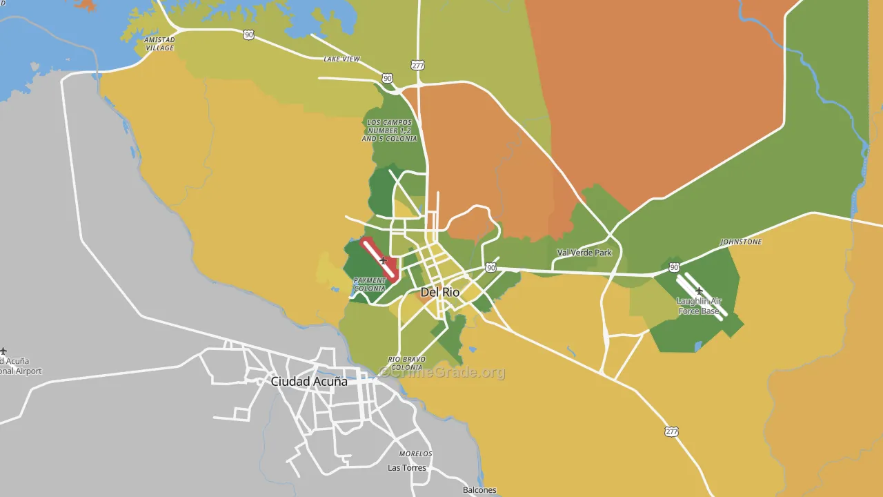 Del Rio, TX Map of Murder Rates