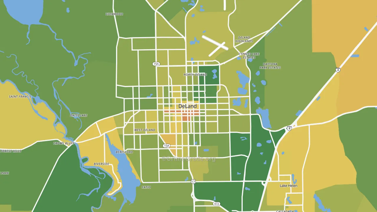 DeLand, FL Map of Murder Rates