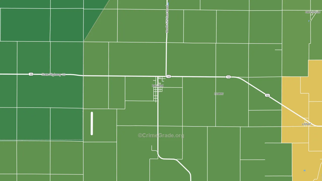 DeLand, IL Map of Murder Rates