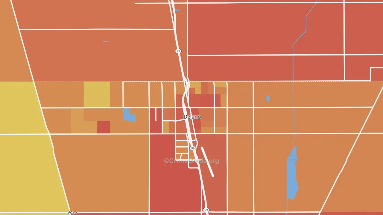 Delano, CA Map of Murder Rates