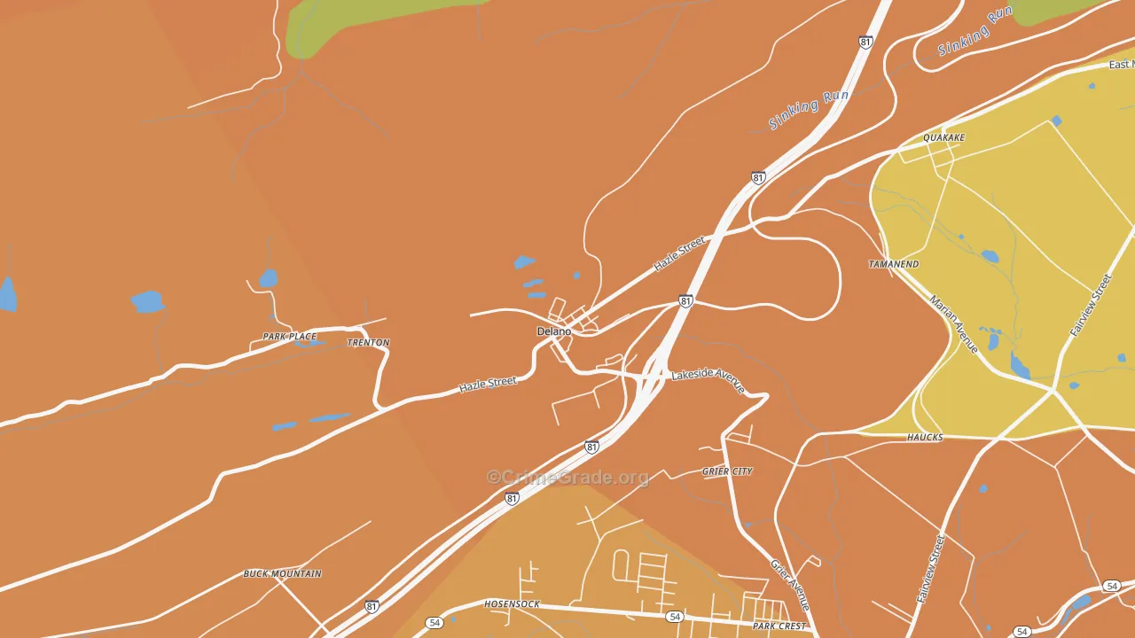 Delano, PA Map of Murder Rates