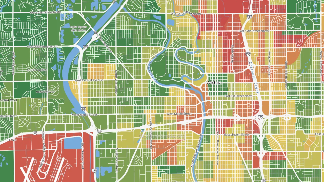 Delano, Wichita, KS Map of Murder Rates