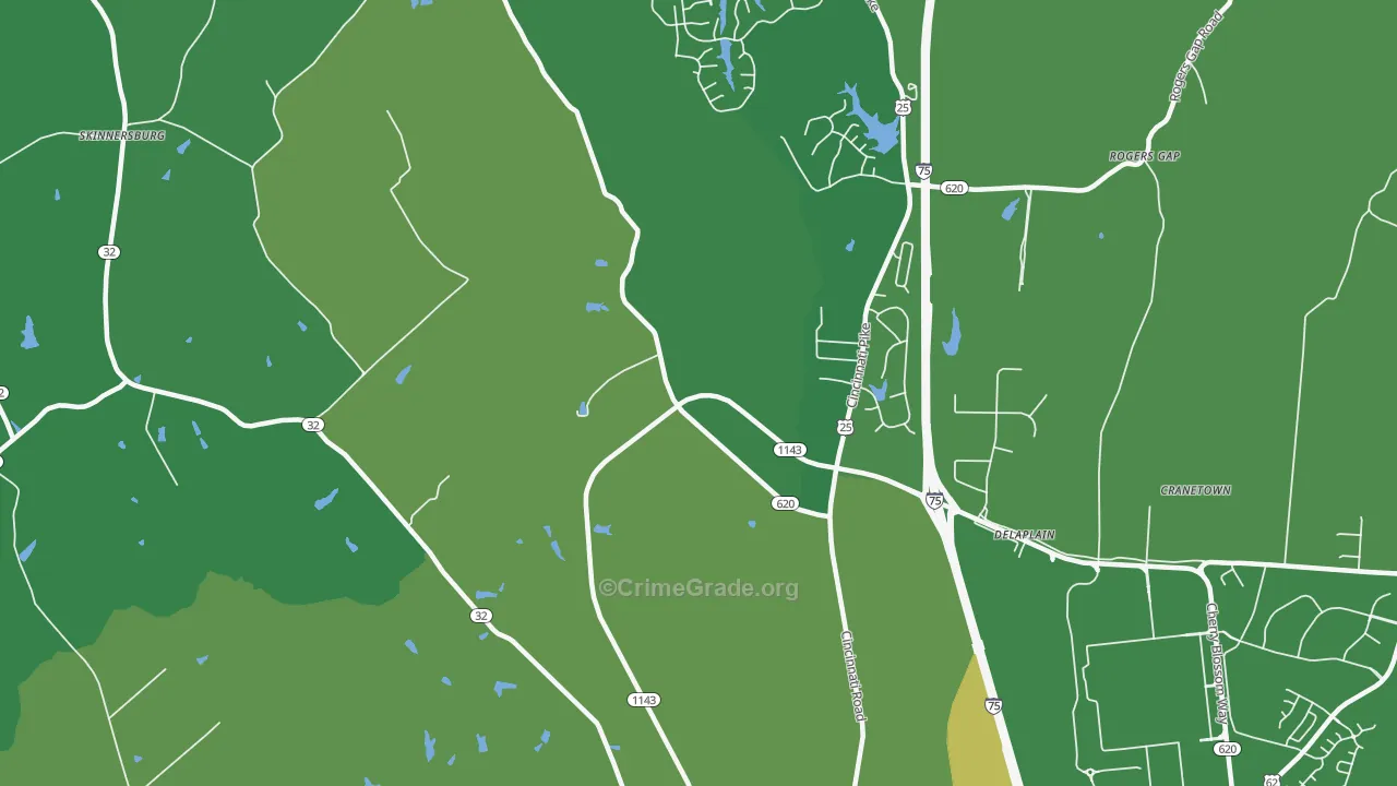 Delaplain, KY Map of Murder Rates