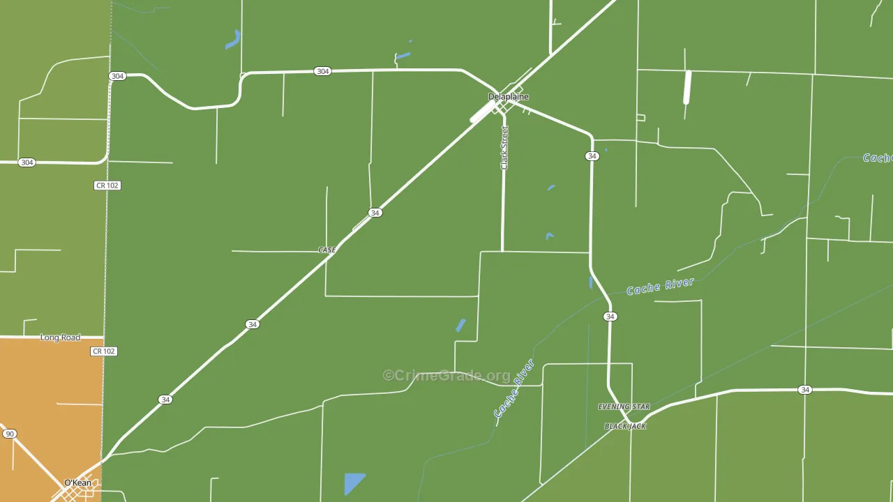 Delaplaine, AR Map of Murder Rates