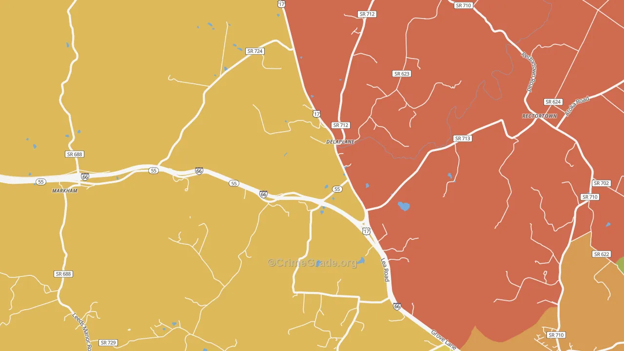 Delaplane, VA Map of Murder Rates