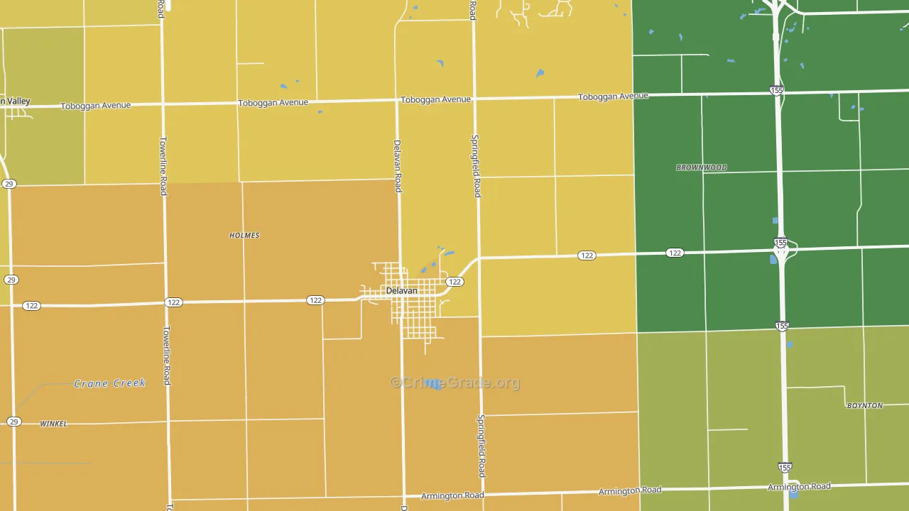 Delavan, IL Map of Murder Rates