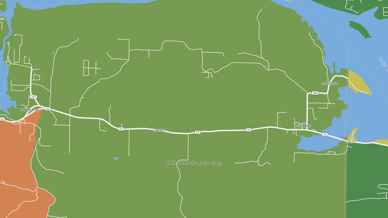 Delaware, AR Map of Murder Rates