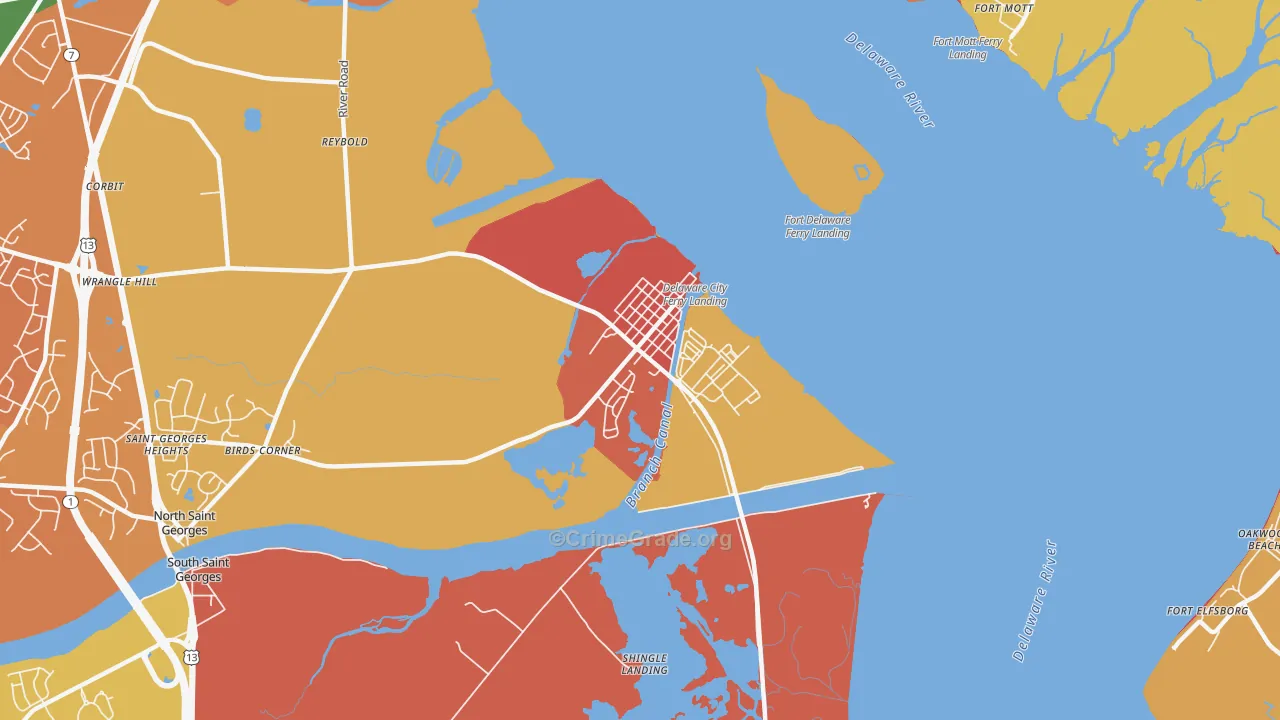 Delaware City, DE Map of Murder Rates