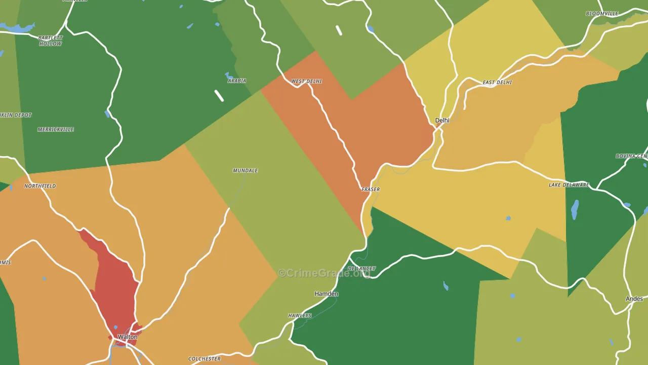 Delaware County, NY Map of Murder Rates