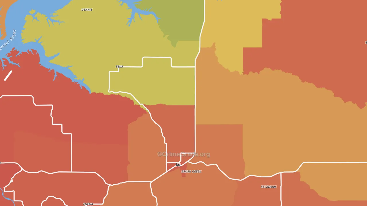 Delaware County, OK Map of Murder Rates