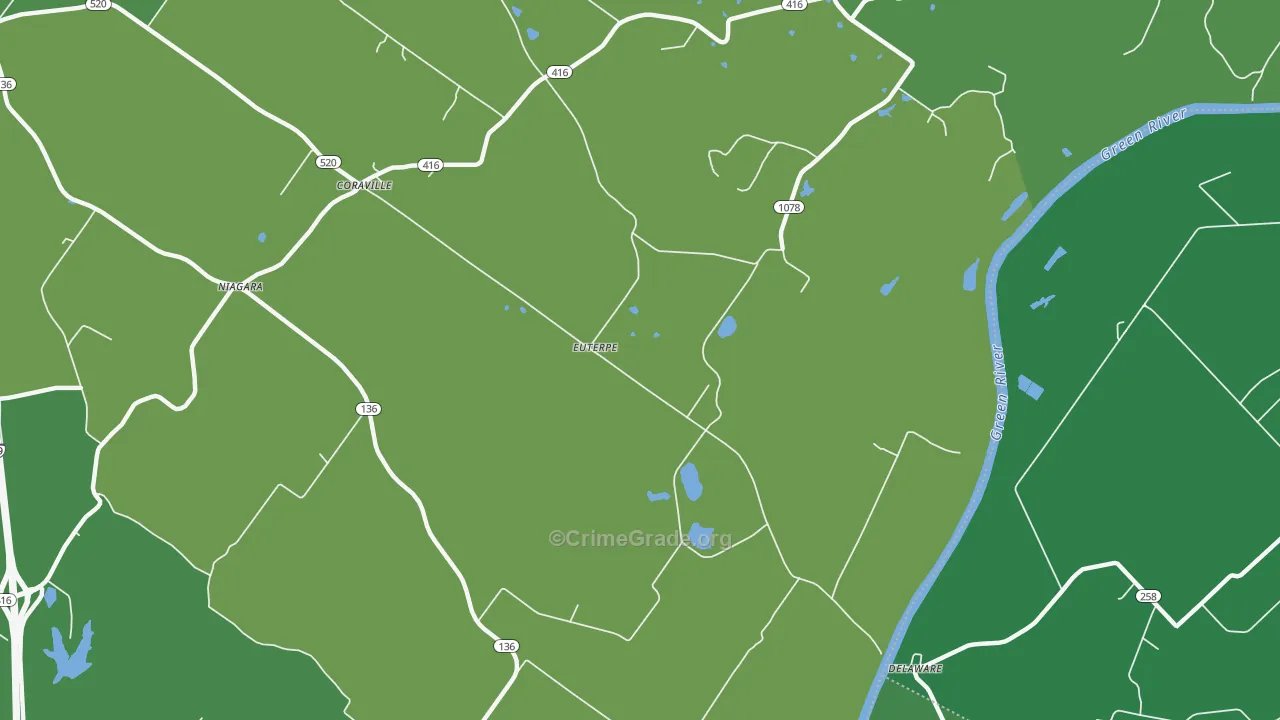 Delaware, KY Map of Murder Rates