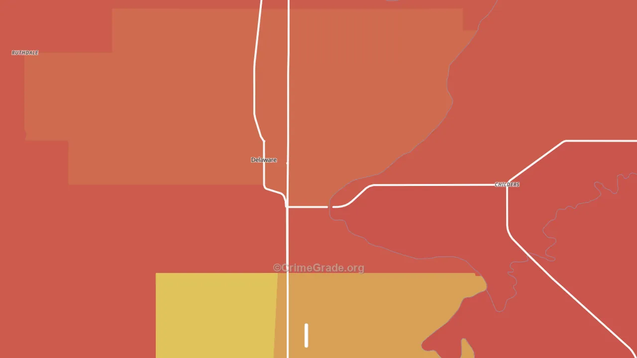 Delaware, OK Map of Murder Rates