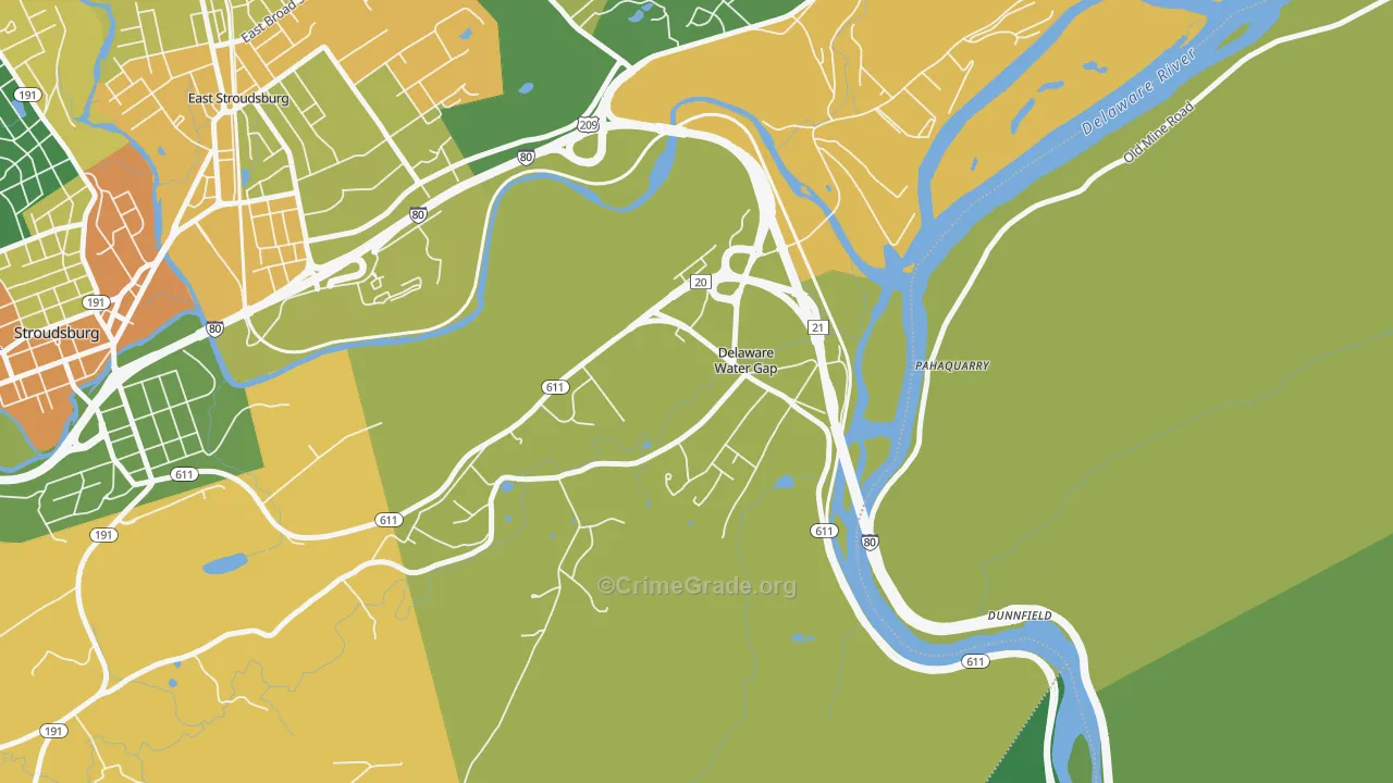 Delaware Water Gap, PA Map of Murder Rates