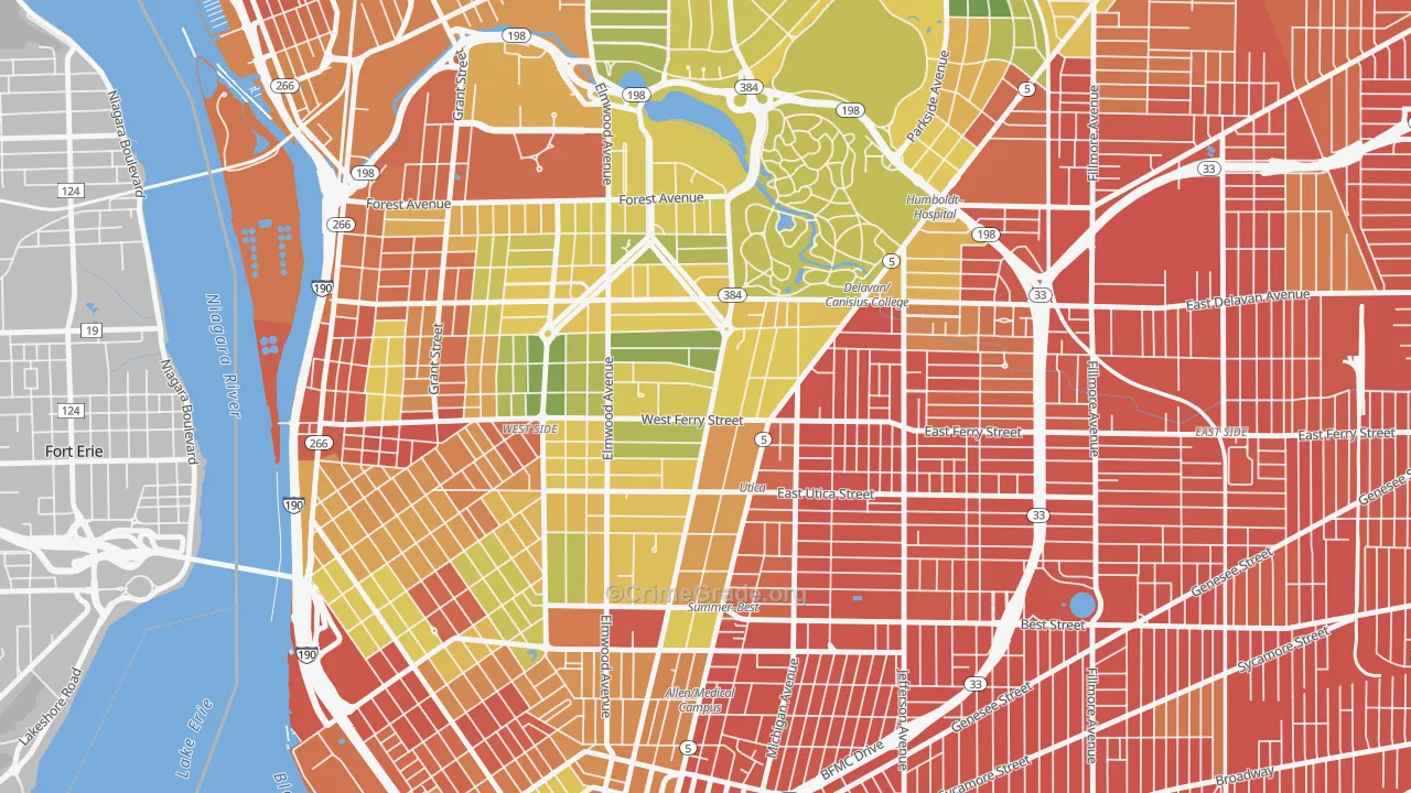 Delaware-West Ferry, Buffalo, NY Map of Murder Rates