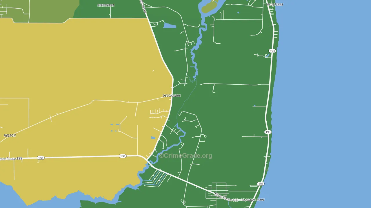 Delchamps, AL Map of Murder Rates