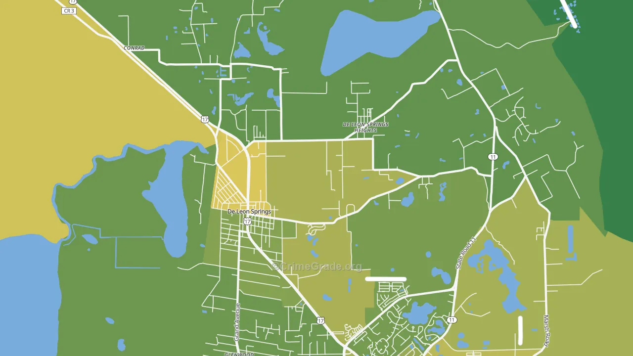DeLeon Springs, FL Map of Murder Rates