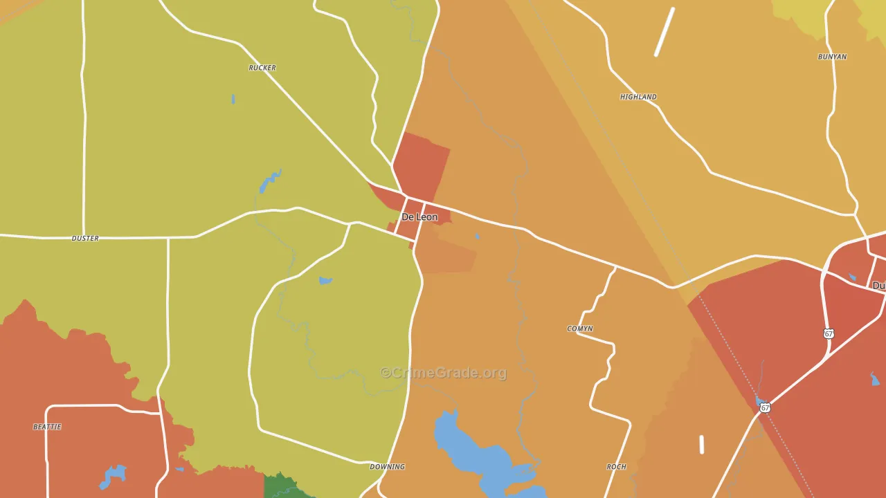 DeLeon, TX Map of Murder Rates