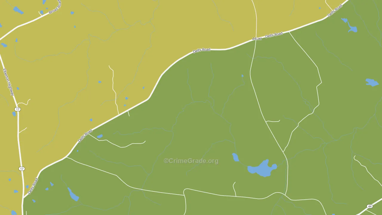 Delhi, GA Map of Murder Rates