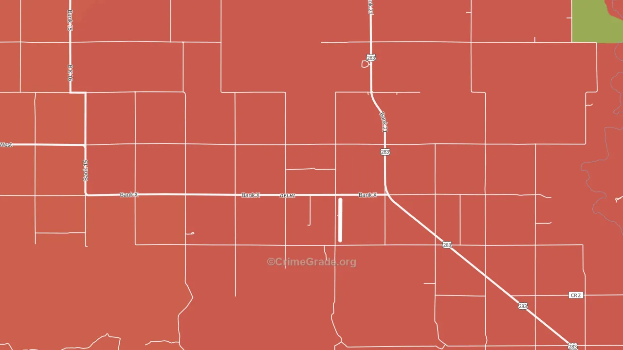 Delhi, OK Map of Murder Rates