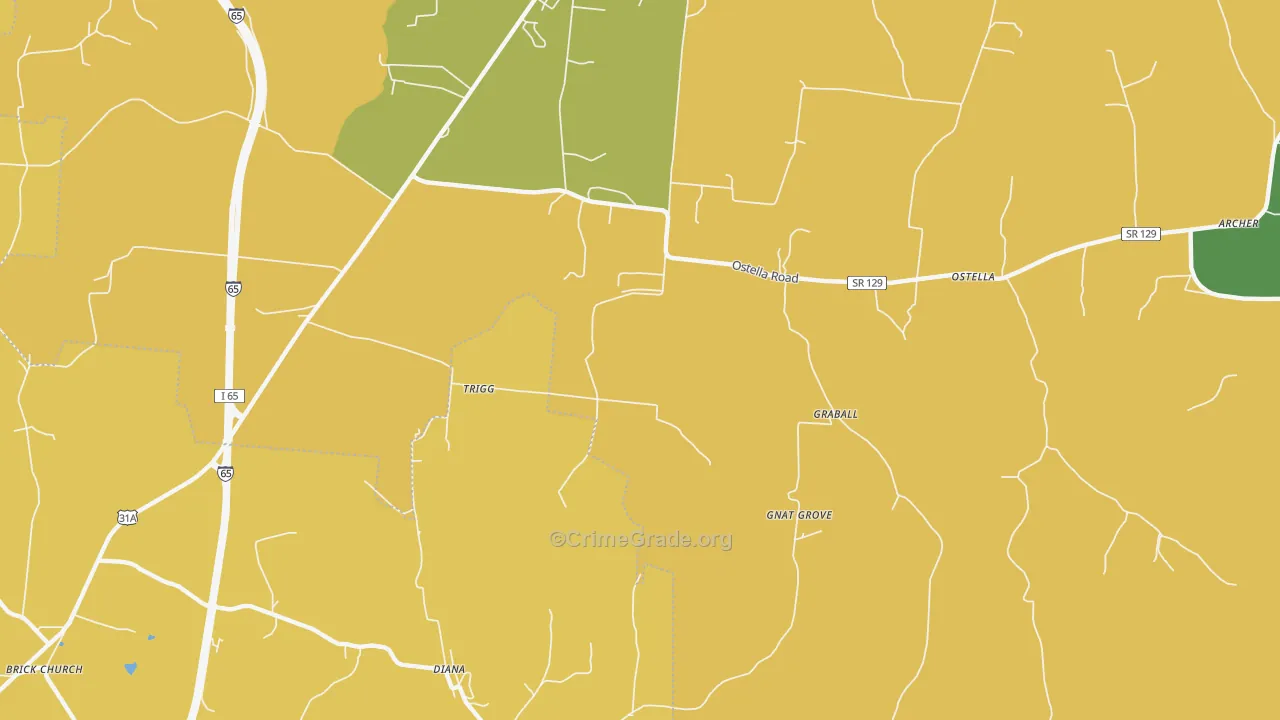 Delina, TN Map of Murder Rates