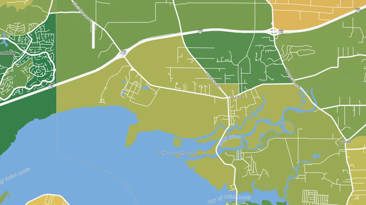 DeLisle, MS Map of Murder Rates