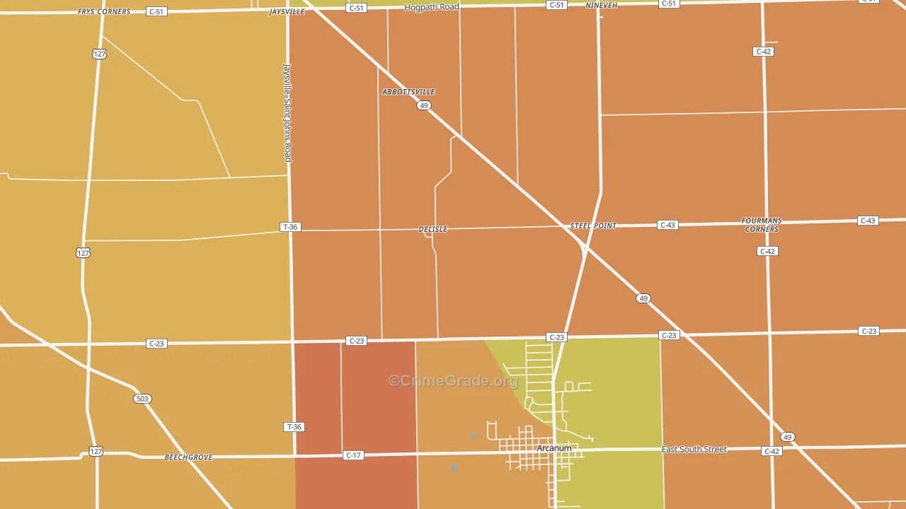 Delisle, OH Map of Murder Rates