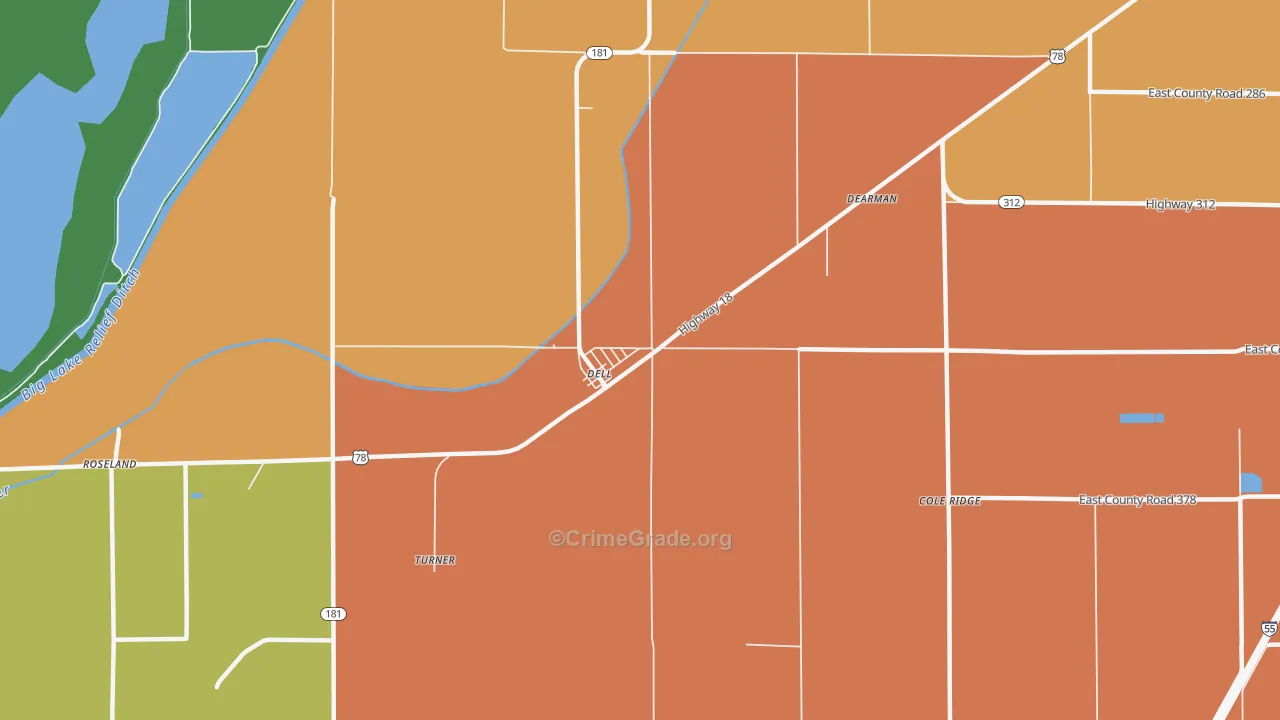 Dell, AR Map of Murder Rates