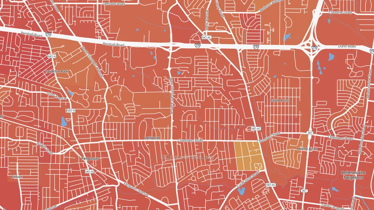 Dellwood, MO Map of Murder Rates
