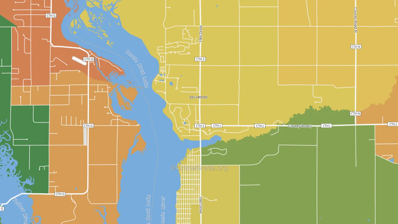 Dellwood, WI Map of Murder Rates