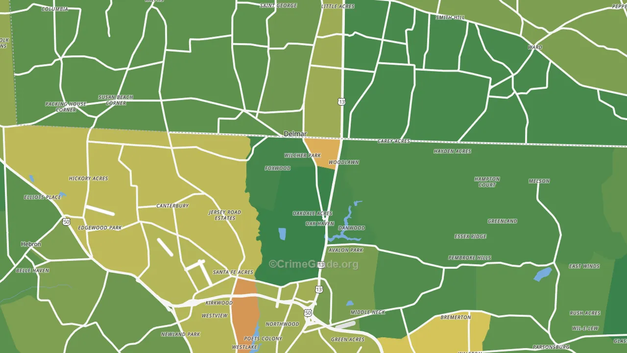 Delmar, MD Map of Murder Rates