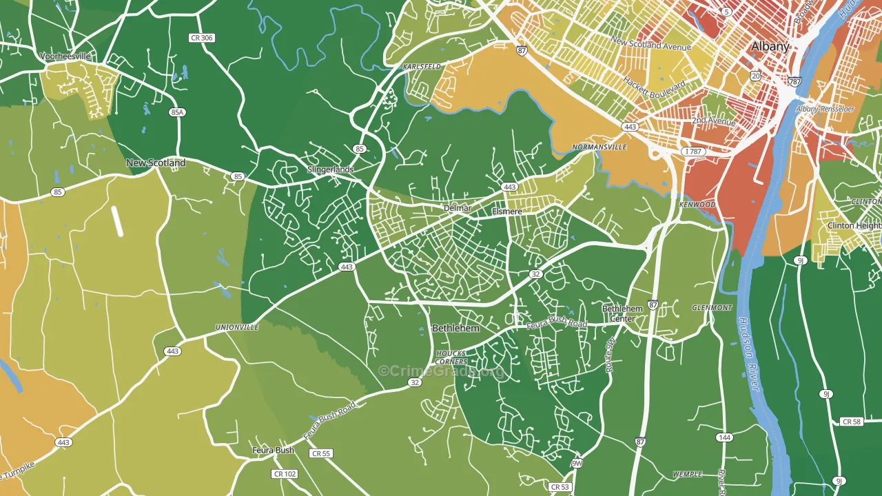 Delmar, NY Map of Murder Rates