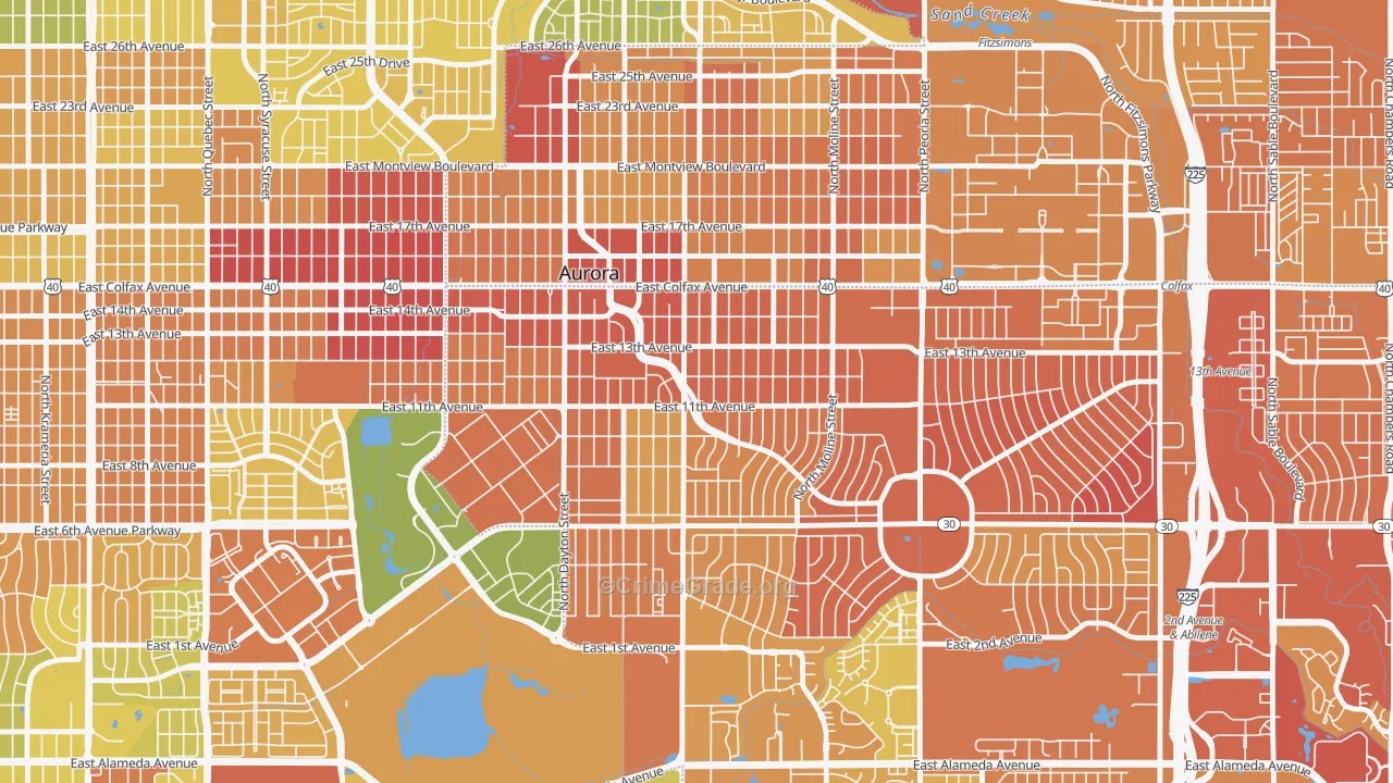 Delmar Parkway, Aurora, CO Map of Murder Rates