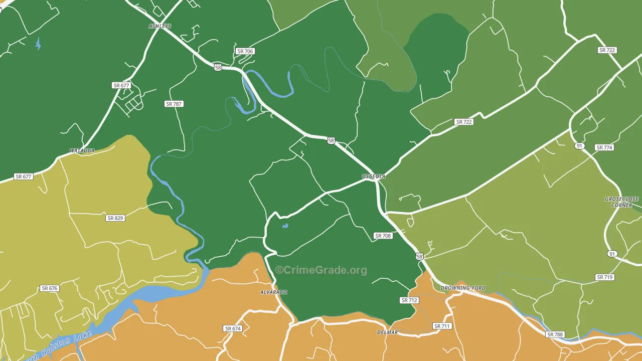 Delmar, VA Map of Murder Rates