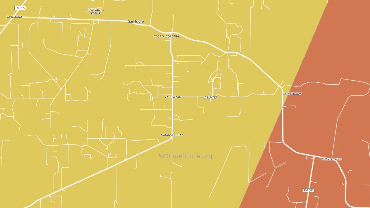 Delmita, TX Map of Murder Rates