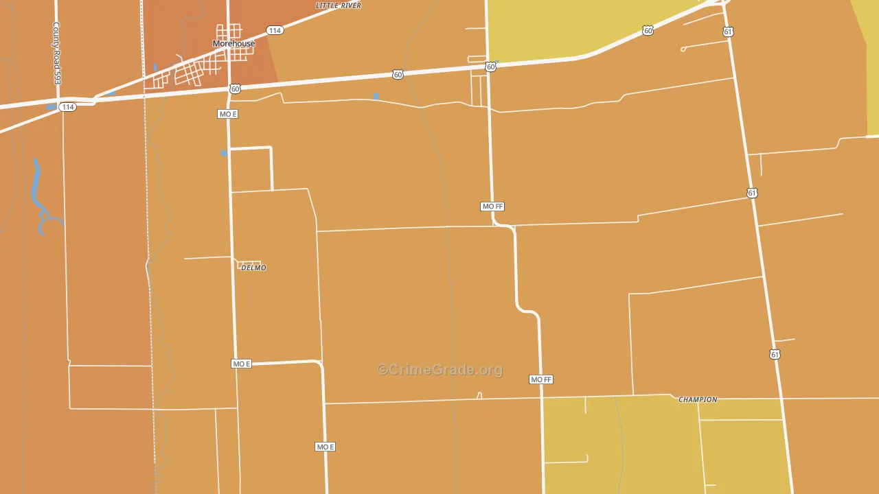 Delmo, MO Map of Murder Rates